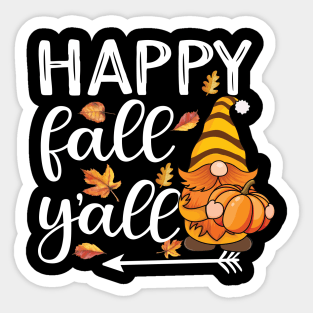 Cute gnome with pumpkin Happy Fall Y'all autumn gnomes Sticker